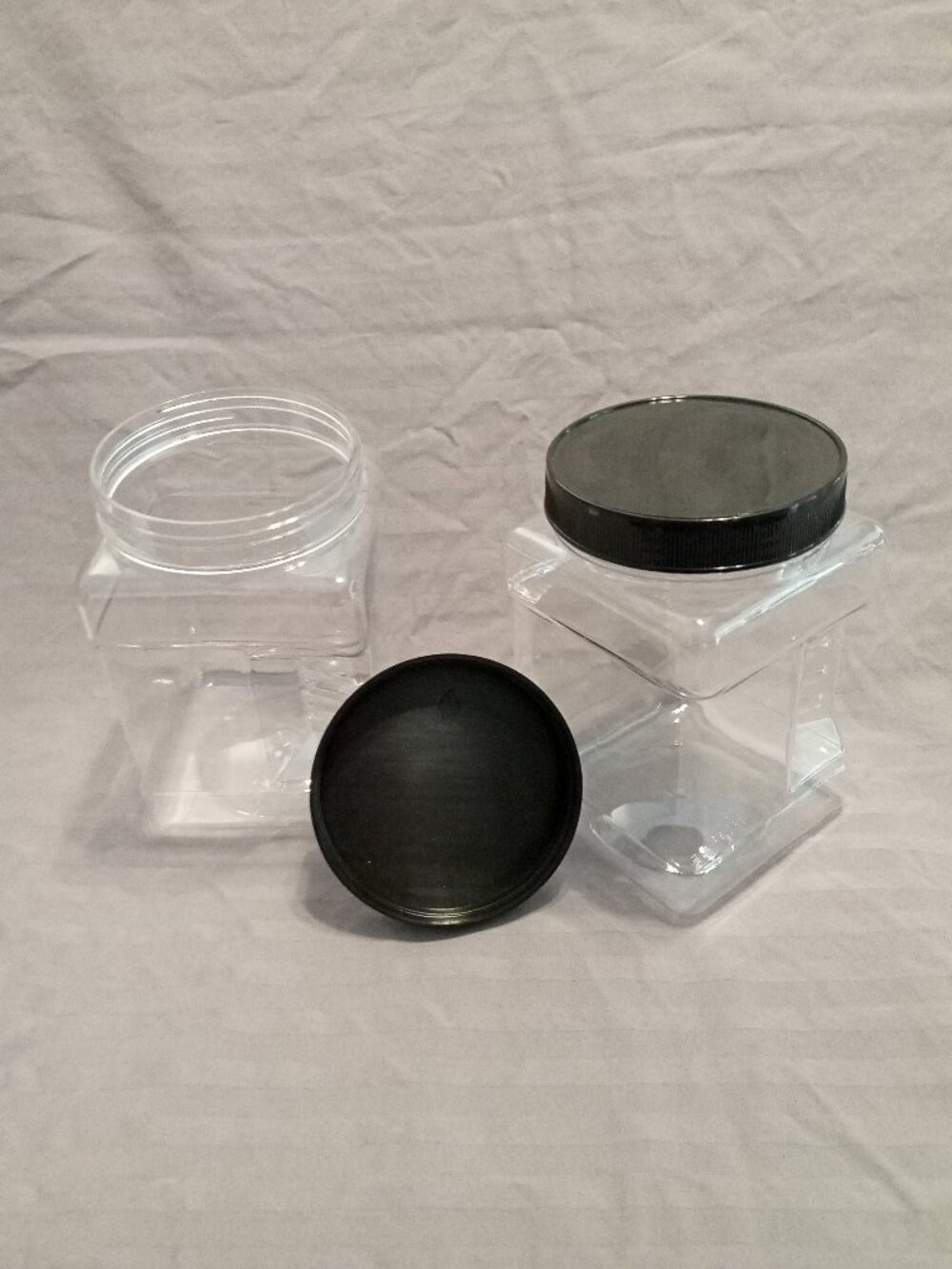 Cornucopia Brands Clear Rectangular Plastic Jars, Easy with Grip Sides (2 pack)